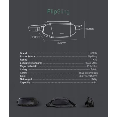 Наплечная сумка KORIN FlipSling 32х16х10 см, черная-19