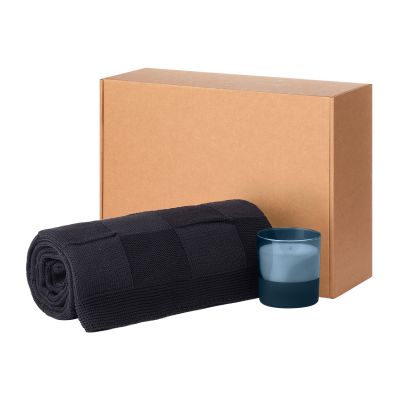 Подарочный набор Sapphire, синий (плед, свеча)-0