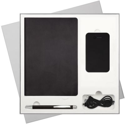 Подарочный набор Portobello/Rain черный (Ежедневник недат А5, Ручка, Power Bank)-0