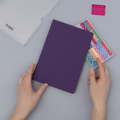 Ежедневник Spark недатированный, фиолетовый (с упаковкой, со стикерами)-11