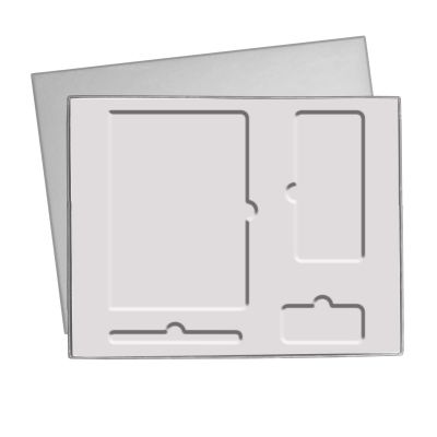 ПОДАРОЧНАЯ КОРОБКА ДЛЯ НАБОРА СЕРАЯ, 360*295 мм, c ложементом под Еж-к + ручка + ЗУ Slim NEO+кабель-0