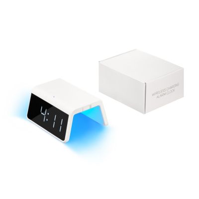 Зарядная станция с часами 15W Flame, белая-14