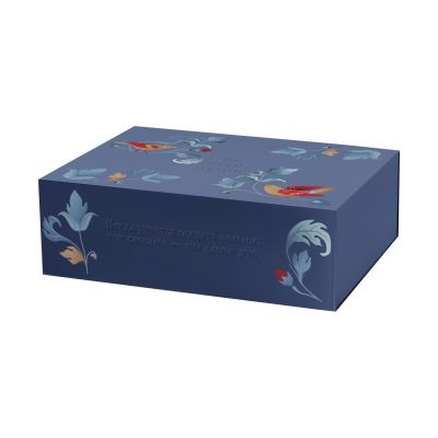 Подарочная коробка-трансформер средняя, синяя-7