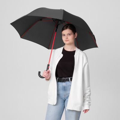 Зонт-трость Квантум (Quantum), черный/красный-6