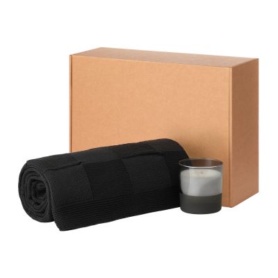 Подарочный набор Black Edition, черный (плед, свеча)-0