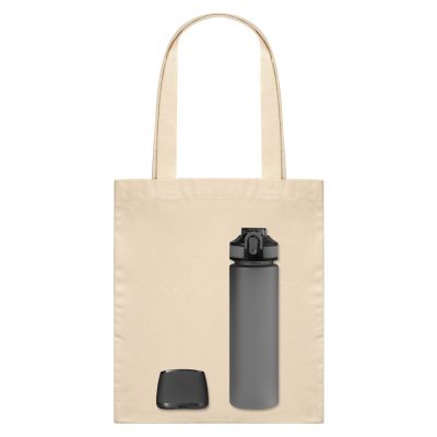 Подарочный набор Glow, серый (колонка, спортбутылка, шоппер)-0