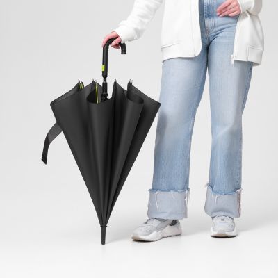 Зонт-трость Quantum, черный/салатовый-9