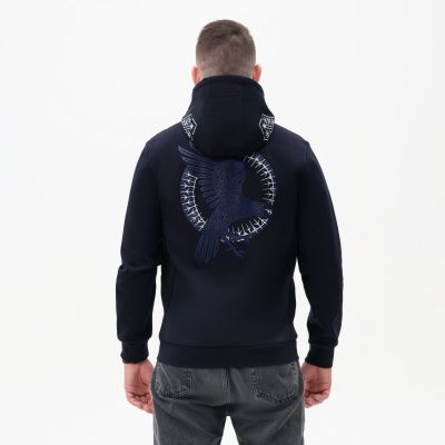 Толстовка на молнии с капюшоном MATEO темно-синяя-11