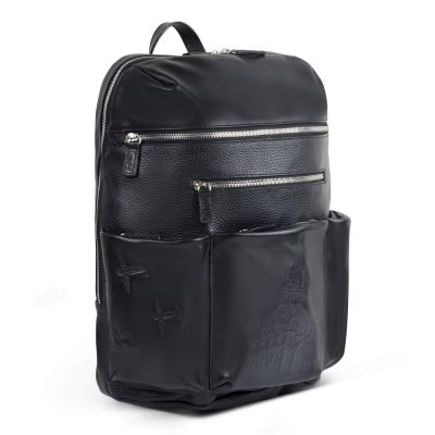 Рюкзак Gourji 40х35х15 кожа черный-1