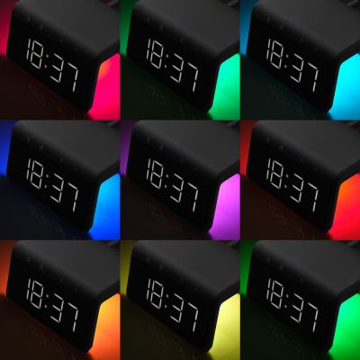 Зарядная станция с часами 15W Flame, черная-12