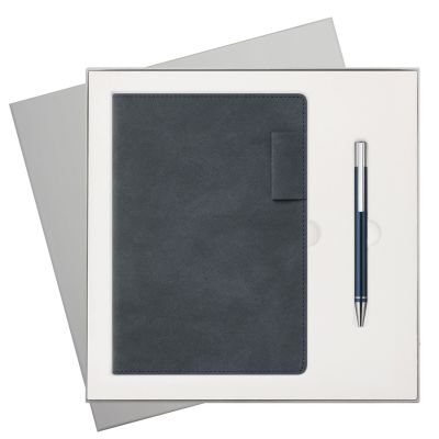 Подарочный набор Teolo, синий (ежедневник, ручка)-0