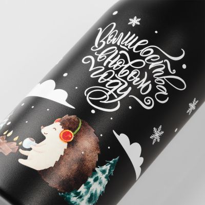 Термобутылка вакуумная герметичная Amore, черная-12