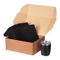 Подарочный набор Forges, черный (шарф, термокружка)