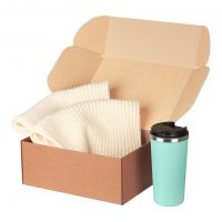 Подарочный набор Forges, бежевый/аква (шарф, термокружка)