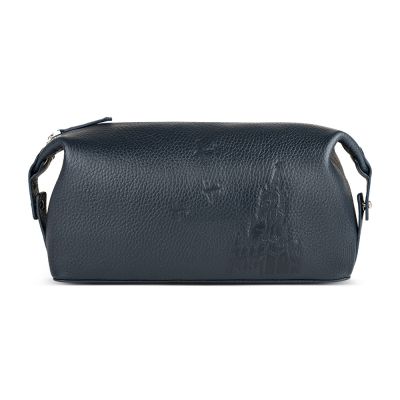 Несессер Gourji 24х12х10 кожа синий с тиснением-0