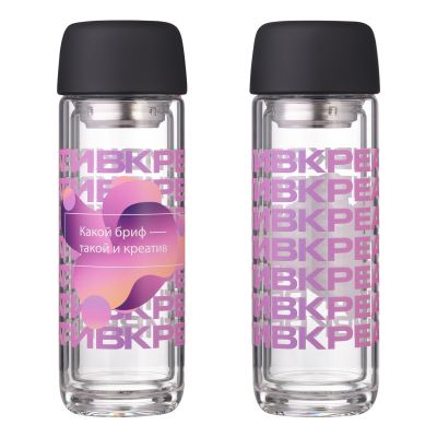 Бутылка стеклянная с двойными стенками Bianca, черная-9