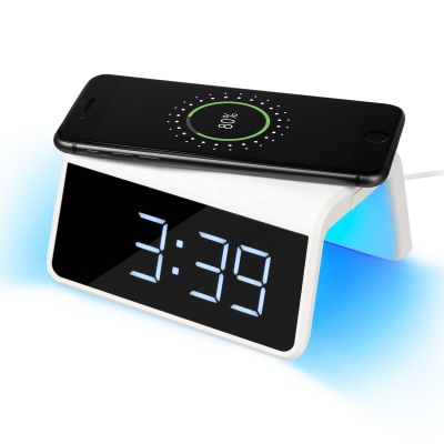 Зарядная станция с часами 15W Flame, белая-2