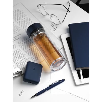 Бутылка стеклянная с двойными стенками Aravia, синяя-8