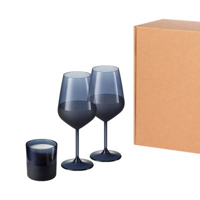 Подарочный набор свеча + 2 бокала для вина, Sapphire синий-0