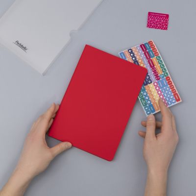 Ежедневник Spark недатированный, красный (с упаковкой, со стикерами)-10