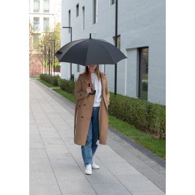 Зонт-трость Квантум (Quantum), черный/оранжевый-12