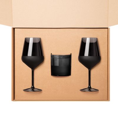 Подарочный набор свеча + 2 бокала для вина Black Edition, черный-2