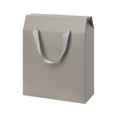 Подарочная коробка-пакет универсальная большая, серая-0