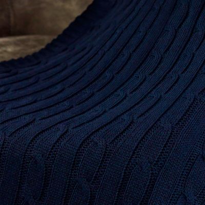 Плед Fado вязаный, синий (без подарочной коробки)-7