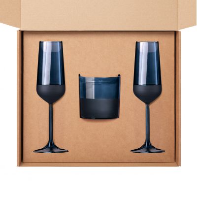 Подарочный набор свеча + 2 бокала для шампанского, Sapphire синий-2