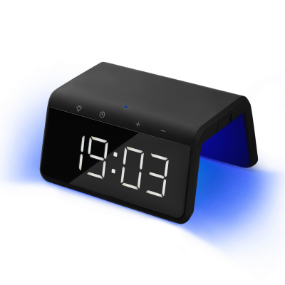 Зарядная станция с часами 15W Flame, черная-0