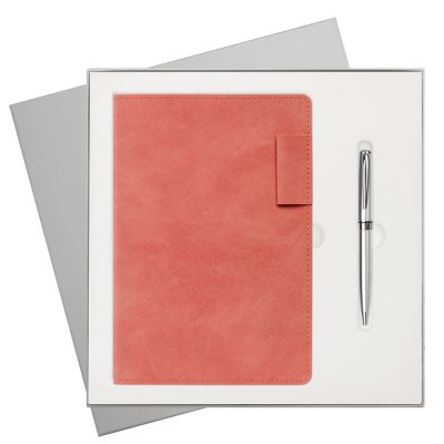 Подарочный набор Teolo, коралловый (ежедневник, ручка)-0