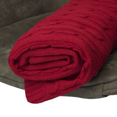 Плед Fado вязаный, красный (без подарочной коробки)-6