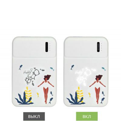 Внешний аккумулятор с подсветкой Skyline 5000 mAh, белый-4