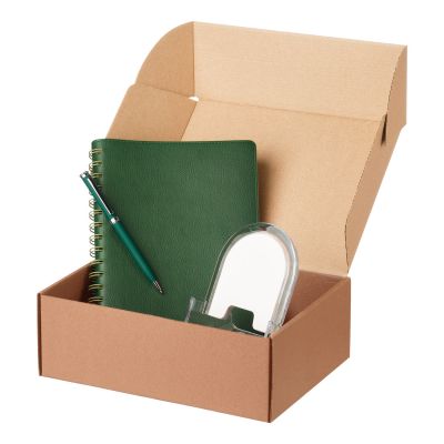 Подарочный набор Vista, зеленый (ежедневник, ручка, зарядная станция)-0