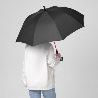 Зонт-трость Квантум (Quantum), черный/красный-8