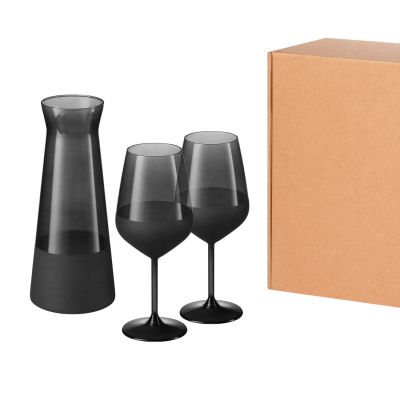 Подарочный набор декантер + 2 бокала для вина Black Edition, черный-0
