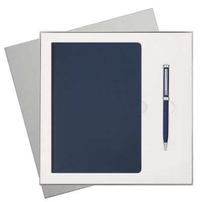 Подарочный набор Star, синий (ежедневник, ручка)-0