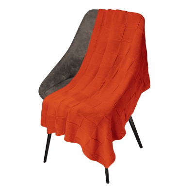 Плед Cella вязаный, оранжевый (без подарочной коробки)-0