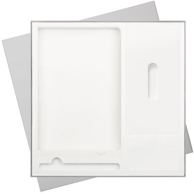 Подарочная коробка без ложемента для ежедневника, ручки и аккумулятора, серая (под съемные ложементы)-8