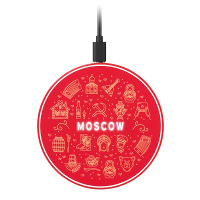 Беспроводное зарядное устройство с подсветкой 15W Auris, красное-2