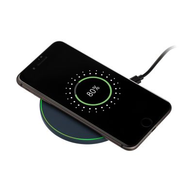 Беспроводное зарядное устройство с подсветкой 15W Аурис (Auris), синее-5