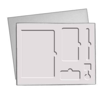 ПОДАРОЧНАЯ КОРОБКА ДЛЯ НАБОРА СЕРАЯ, 360*295 мм, c ложементом под Ежедневник+Ручка+ЗУ+Кабель Cavi-0