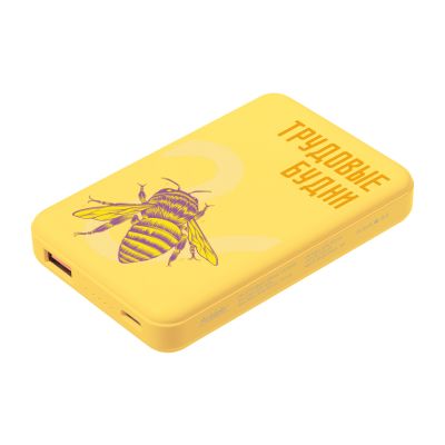 Внешний аккумулятор Ларго PD (Largo PD) 5000mAh с функцией беспроводной зарядки 15W, желтый-14