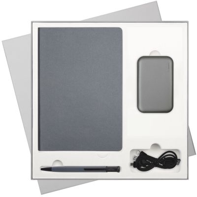 Подарочный набор Portobello/Star серый (Ежедневник недат А5, Ручка, Power Bank)-0
