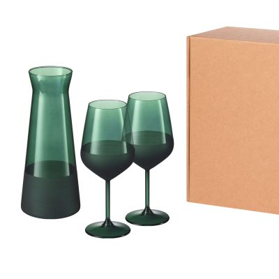 Подарочный набор декантер + 2 бокала для вина Emerald, зеленый-0