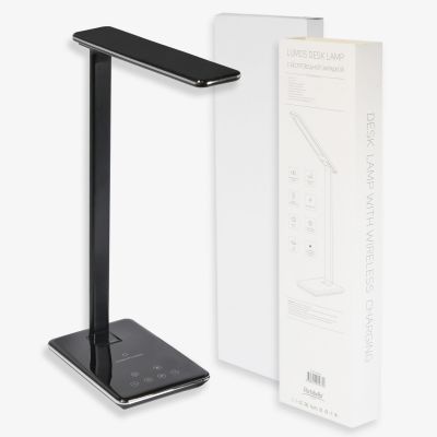 Настольная лампа с беспроводной зарядкой Lumos, черная-5