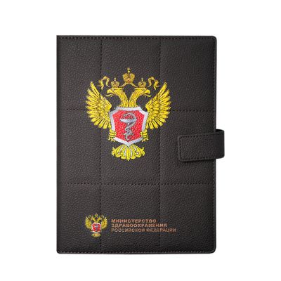 Ежедневник-портфолио Royal, синий, эко-кожа, недатированный кремовый блок, VIP- подарочная коробка на магните с салфеткой-4