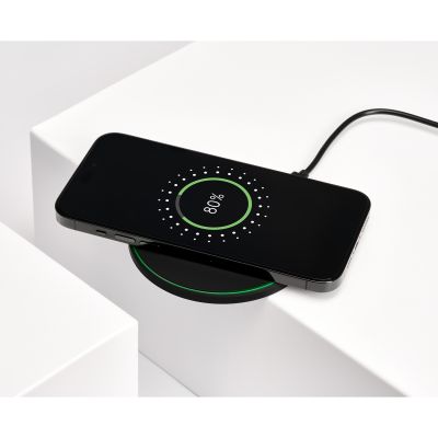 Беспроводное зарядное устройство с подсветкой 15W Аурис (Auris), черное-9