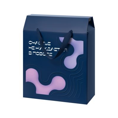 Подарочная коробка-пакет универсальная большая, синяя-7