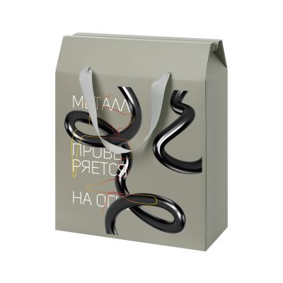 Подарочная коробка-пакет универсальная большая, серая-7